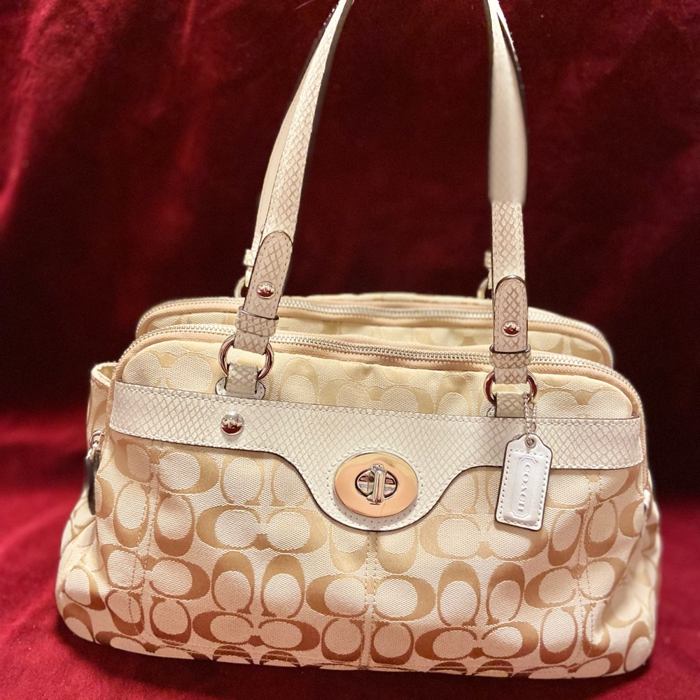 Couch Signature Satchel  Bag Purse Handbag Beige